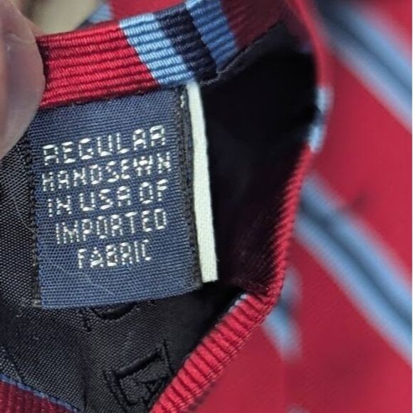 Lands' End Lot Of 2 Luxury 100% Silk Neck Ties Red/Blue Striped & Gold/Maroon - Picture 6 of 7